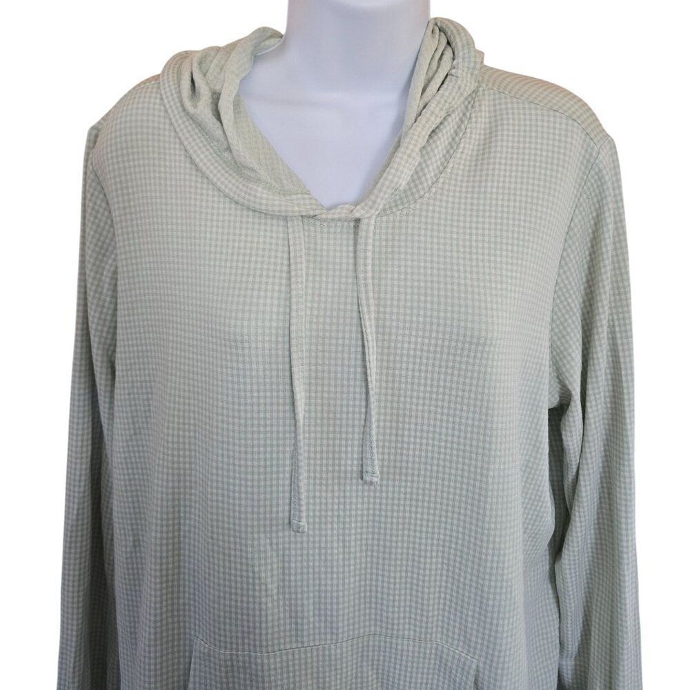 Sage Green Hoodie Comfy Knit Kangaroo Pocket & Gingham peasant boho cottagecore